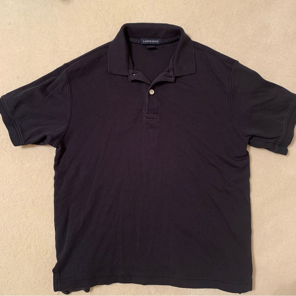 * $5 with $15+ bundle *  Land’s End black polo shirt size medium / 10-12
